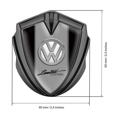 VW Emblem Self Adhesive Graphite Black Frame Chrome Limited Edition