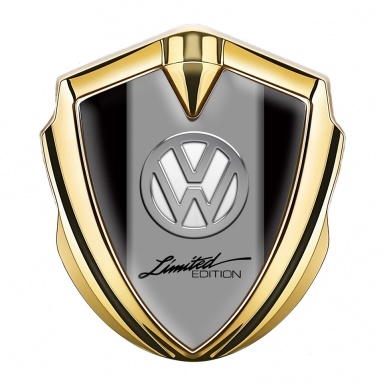 VW Emblem Self Adhesive Gold Black Frame Chrome Limited Edition