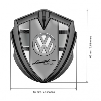 VW Metal Emblem Badge Graphite Dark Hex Chrome Limited Edition