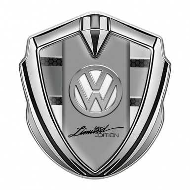VW Metal Emblem Badge Silver Dark Hex Chrome Limited Edition