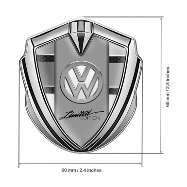 VW Metal Emblem Badge Silver Dark Hex Chrome Limited Edition