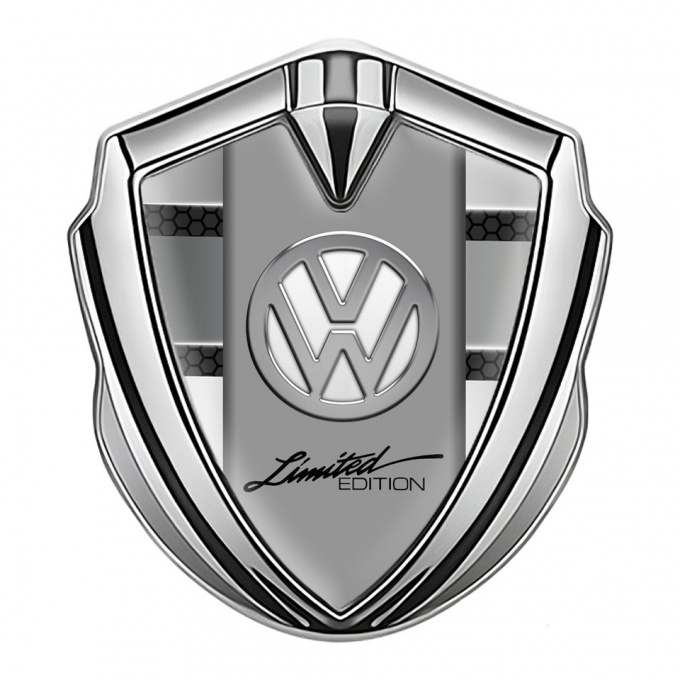 VW Metal Emblem Badge Silver Dark Hex Chrome Limited Edition