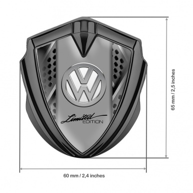 VW Domed Emblem Graphite Steel Mesh Chrome Logo Limited Edition