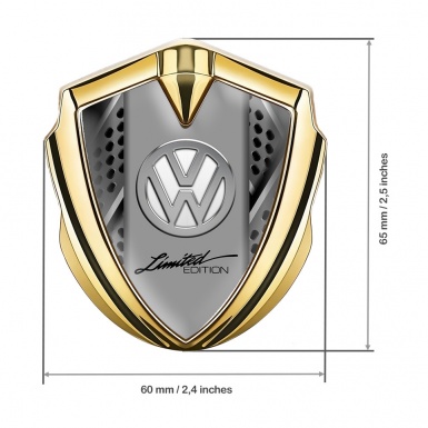 VW Domed Emblem Gold Steel Mesh Chrome Logo Limited Edition