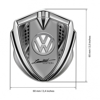 VW Domed Emblem Silver Steel Mesh Chrome Logo Limited Edition