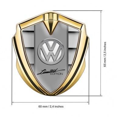 VW Emblem Ornament Gold Shutter Effect Chrome Logo Limited Edition