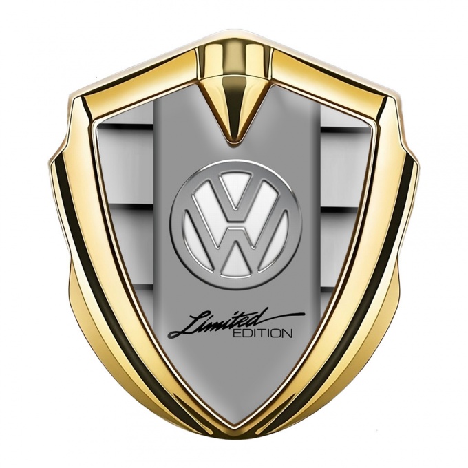 VW Emblem Ornament Gold Shutter Effect Chrome Logo Limited Edition