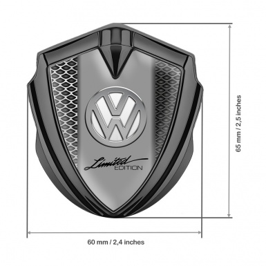 VW Bodyside Domed Emblem Graphite Metal Pattern Chrome Limited Edition