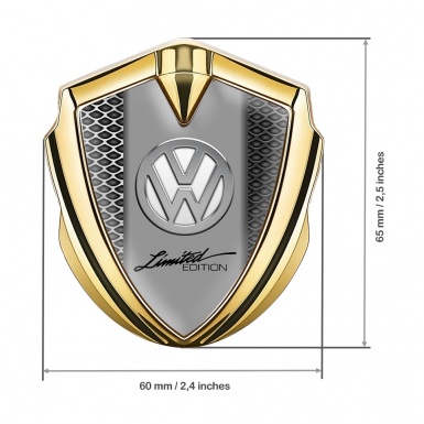 VW Bodyside Domed Emblem Gold Metal Pattern Chrome Limited Edition