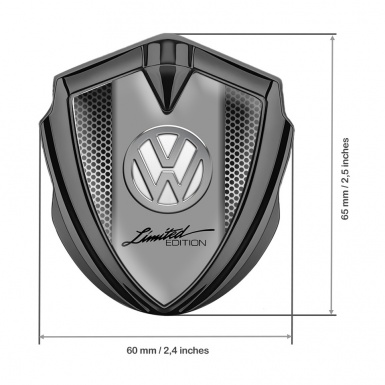 VW Emblem Metal Badge Graphite Steel Grate Chrome Limited Edition