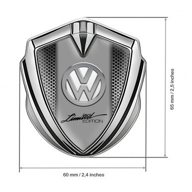 VW Emblem Metal Badge Silver Steel Grate Chrome Limited Edition