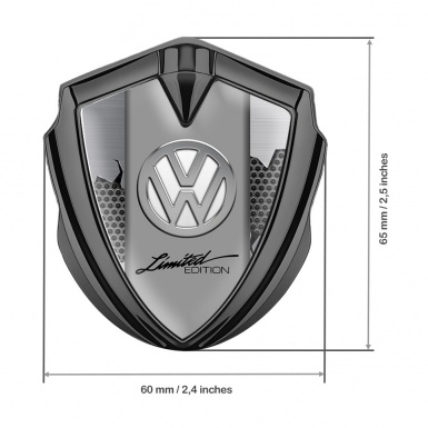 VW Metal Domed Emblem Graphite Broken Steel Chrome Limited Edition