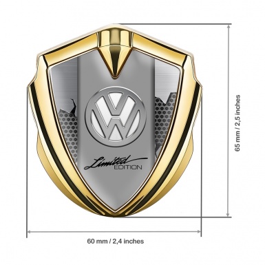 VW Metal Domed Emblem Gold Broken Steel Chrome Limited Edition