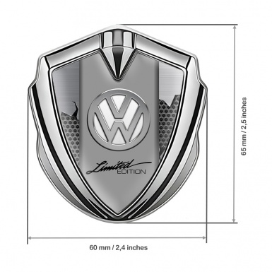 VW Metal Domed Emblem Silver Broken Steel Chrome Limited Edition