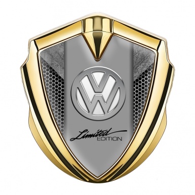 VW Badge Self Adhesive Gold Grey Hex Chrome Limited Edition