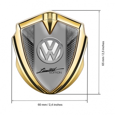 VW Badge Self Adhesive Gold Grey Hex Chrome Limited Edition