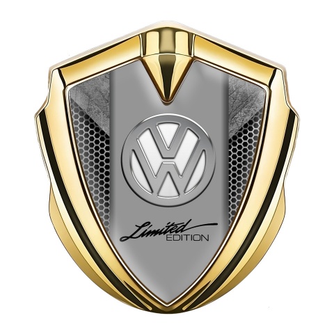 VW Badge Self Adhesive Gold Grey Hex Chrome Limited Edition