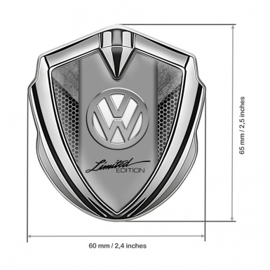 VW Badge Self Adhesive Silver Grey Hex Chrome Limited Edition