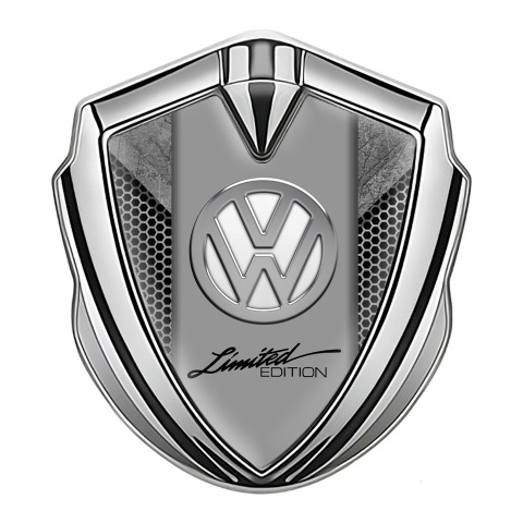 VW Badge Self Adhesive Silver Grey Hex Chrome Limited Edition