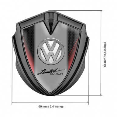VW Metal Emblem Self Adhesive Graphite Dark Grate Chrome Limited Edition