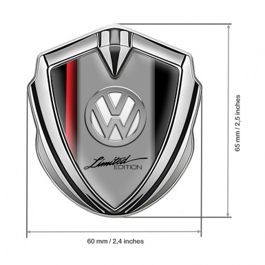 VW Fender Emblem Badge Silver Red Sport Stripe Chrome Limited Edition