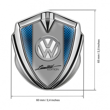 VW Metal Emblem Badge Silver Sapphire Blue Chrome Limited Edition