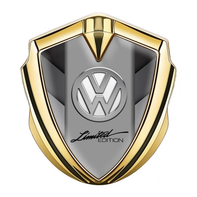 VW Emblem Ornament Gold Grey Stripes Chrome Limited Edition