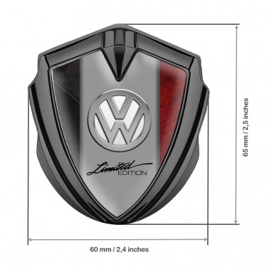 VW Emblem Metal Badge Graphite Red Texture Limited Edition Chrome