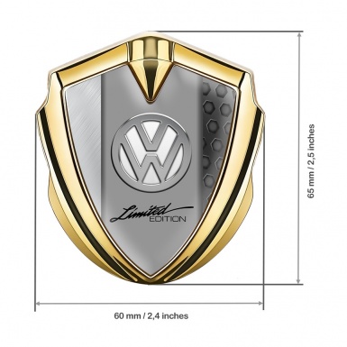 VW Metal Domed Emblem Gold Steel Frame Limited Edition Chrome