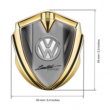 VW Badge Self Adhesive Gold Grey Fragments Chrome Limited Edition