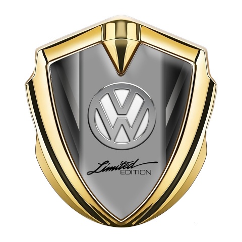 VW Badge Self Adhesive Gold Grey Fragments Chrome Limited Edition