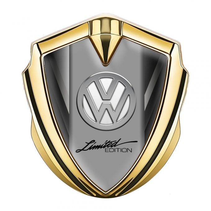 VW Badge Self Adhesive Gold Grey Fragments Chrome Limited Edition