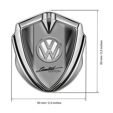 VW Badge Self Adhesive Silver Grey Fragments Chrome Limited Edition