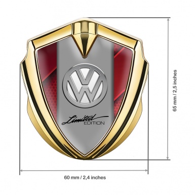 VW Emblem Fender Badge Gold Crimson Hex Chrome Limited Edition