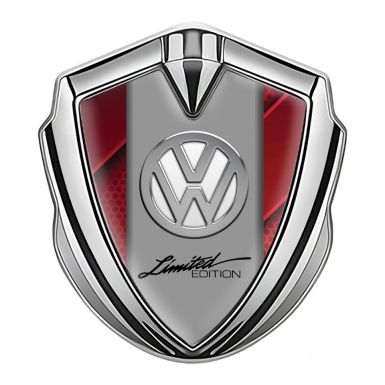 VW Emblem Fender Badge Silver Crimson Base Chrome Limited Edition