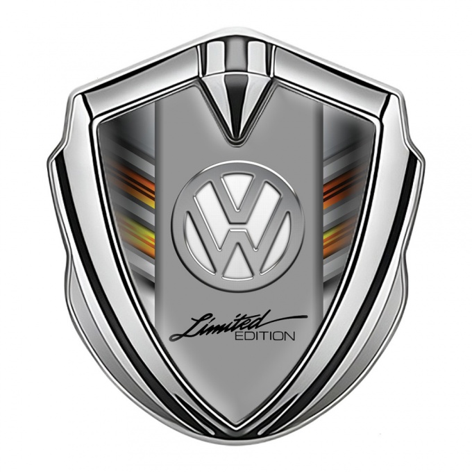 VW Fender Emblem Badge Silver Color Stripes Chrome Limited Edition