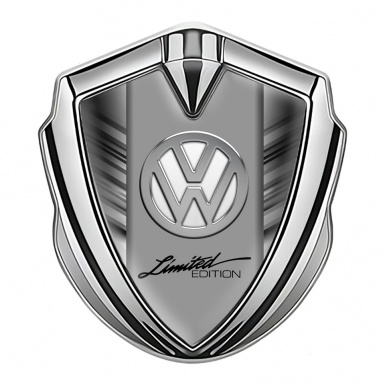 VW Emblem Self Adhesive Silver Grey Stripes Chrome Limited Edition