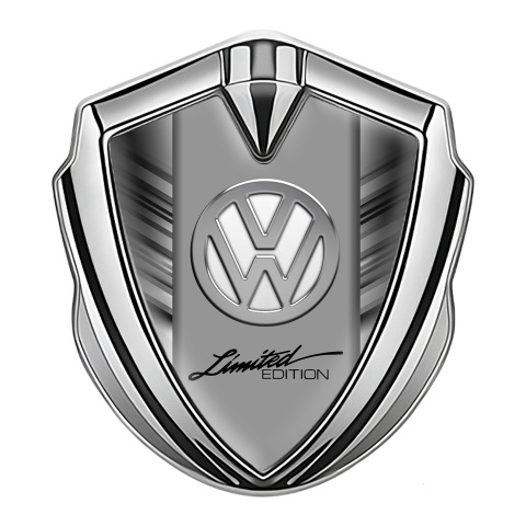 VW Emblem Self Adhesive Silver Grey Stripes Chrome Limited Edition