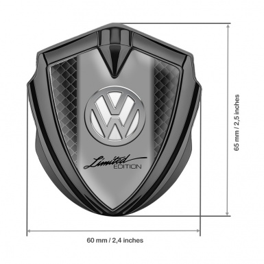 VW Domed Emblem Graphite White Squares Chrome Limited Edition