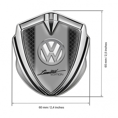 VW Domed Emblem Silver White Squares Chrome Limited Edition