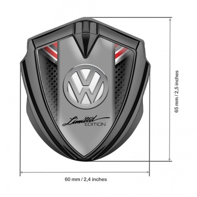 VW Emblem Ornament Graphite Red Ribbon Chrome Limited Edition