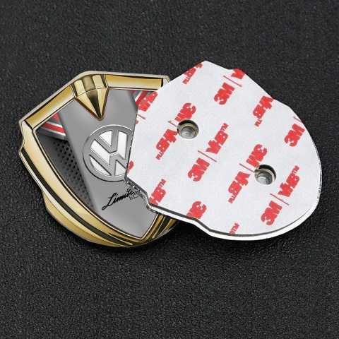 VW Emblem Ornament Gold Red Ribbon Chrome Limited Edition