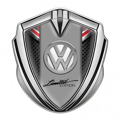 VW Emblem Ornament Silver Red Ribbon Chrome Limited Edition