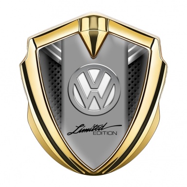 VW Bodyside Domed Emblem Gold Grey Ribbon Chrome Limited Edition
