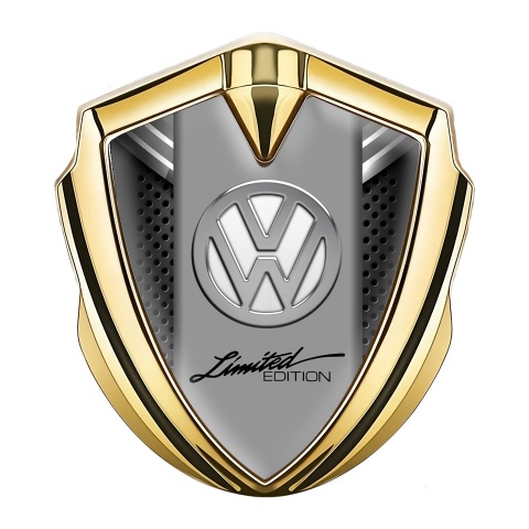 VW Bodyside Domed Emblem Gold Grey Ribbon Chrome Limited Edition