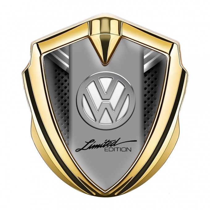 VW Bodyside Domed Emblem Gold Grey Ribbon Chrome Limited Edition