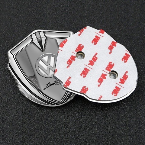 VW Emblem Car Badge Silver Half Treadplate Chrome Limited Edition