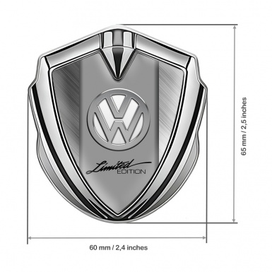 VW Metal Domed Emblem Silver Brushed Steel Chrome Limited Edition
