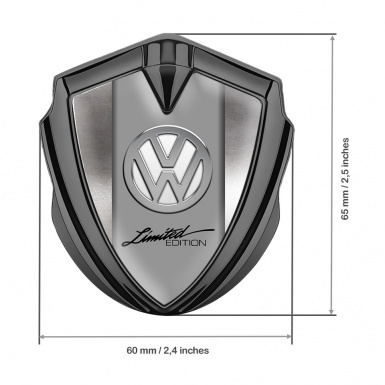 VW Metal Emblem Self Adhesive Graphite Polished Steel Chrome Limited Edition