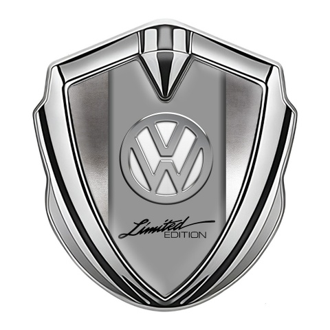VW Metal Emblem Self Adhesive Silver Polished Steel Chrome Limited Edition